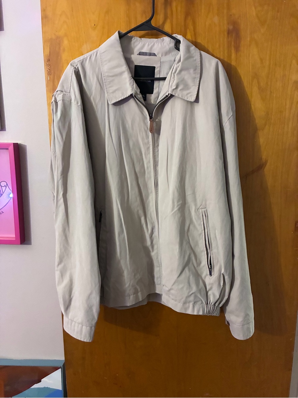 London Fog Light Beige Zip-Front Bomber Jacket